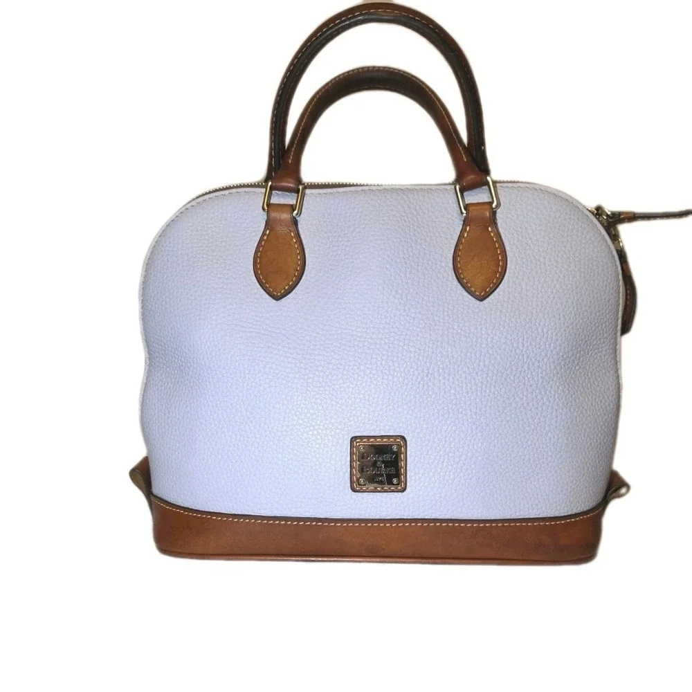 Dooney Bourke Pebble LargeDoomed Satchel ‎ Light Blue/Brown W/Shoulder Strap